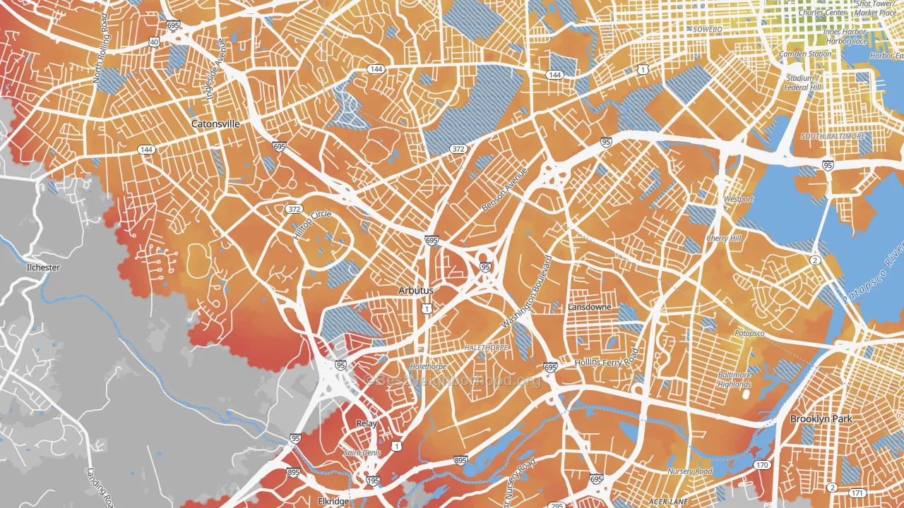 Transit Grade map of Halethorpe, MD