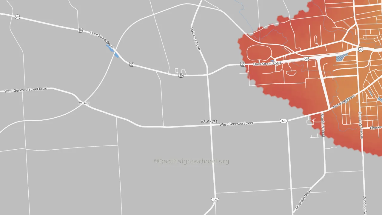 Transit Grade map of Half Acre, NY