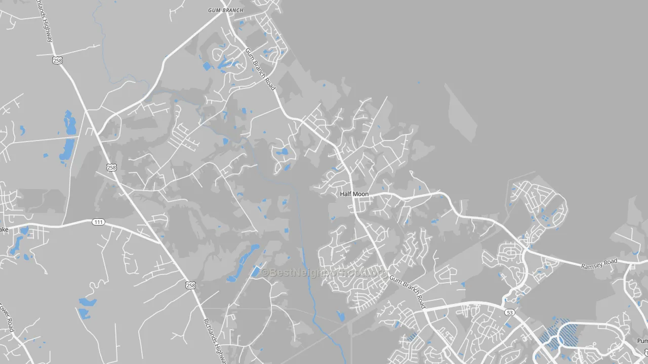 Transit Grade map of Half Moon, NC