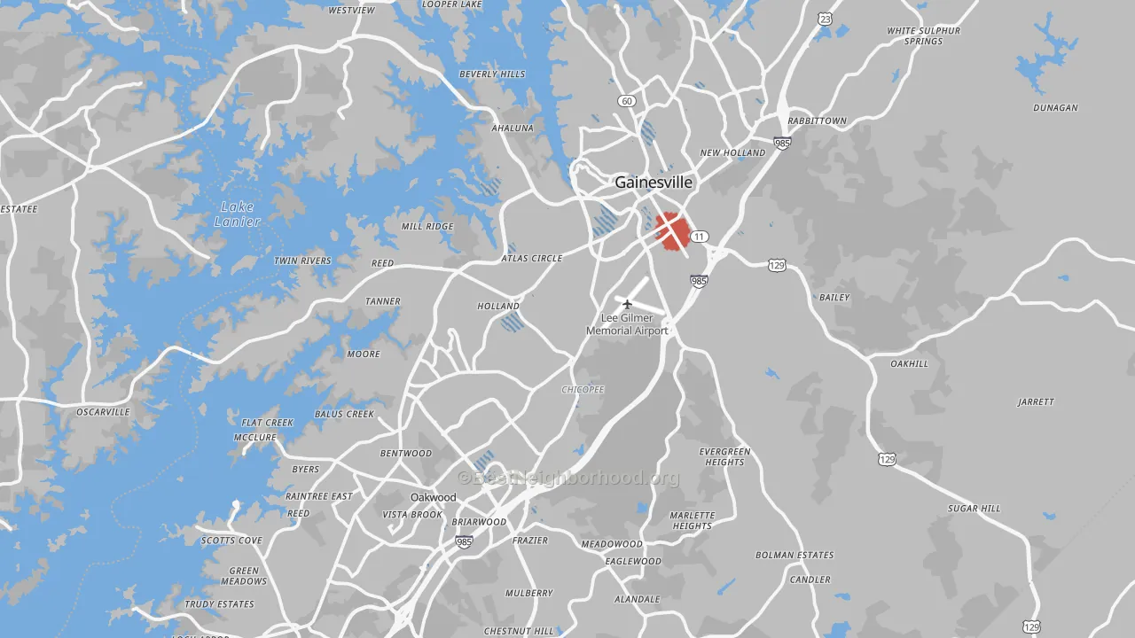 Transit Grade map of Hall County, GA