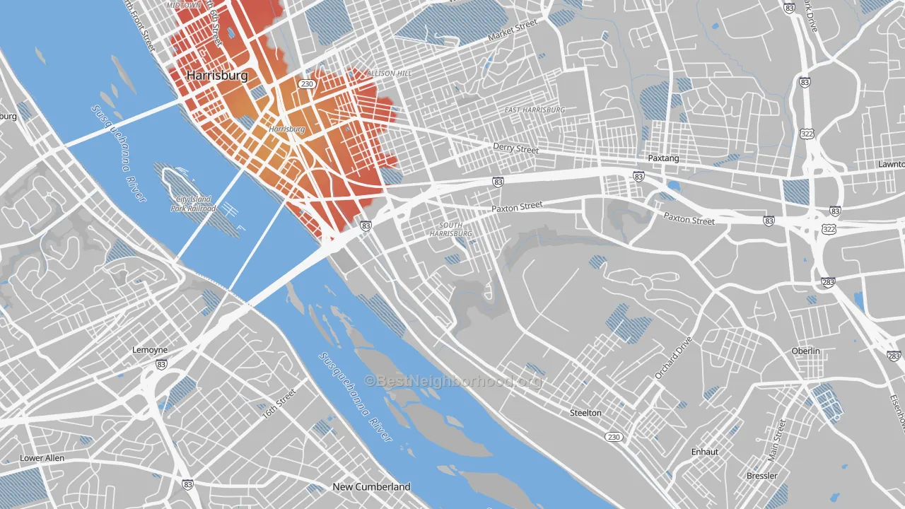 Transit Grade map of Hall Manor, Harrisburg, PA
