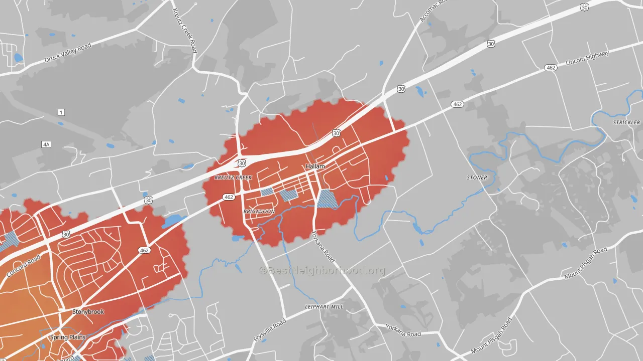 Transit Grade map of Hallam, PA