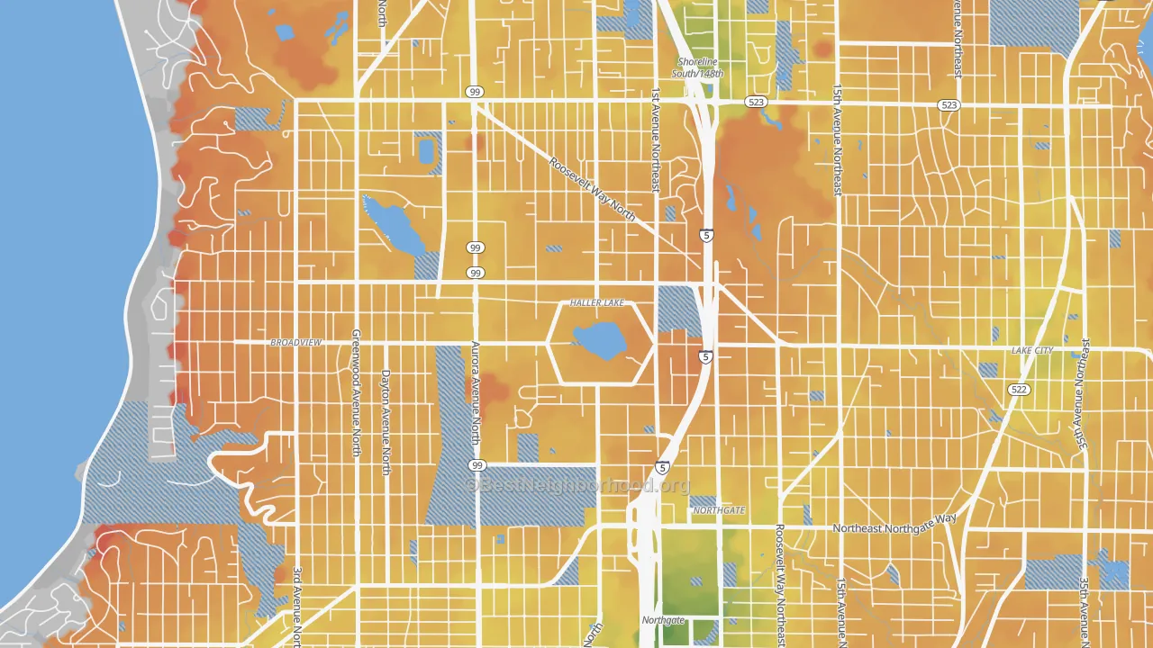 Transit Grade map of Haller Lake, Seattle, WA