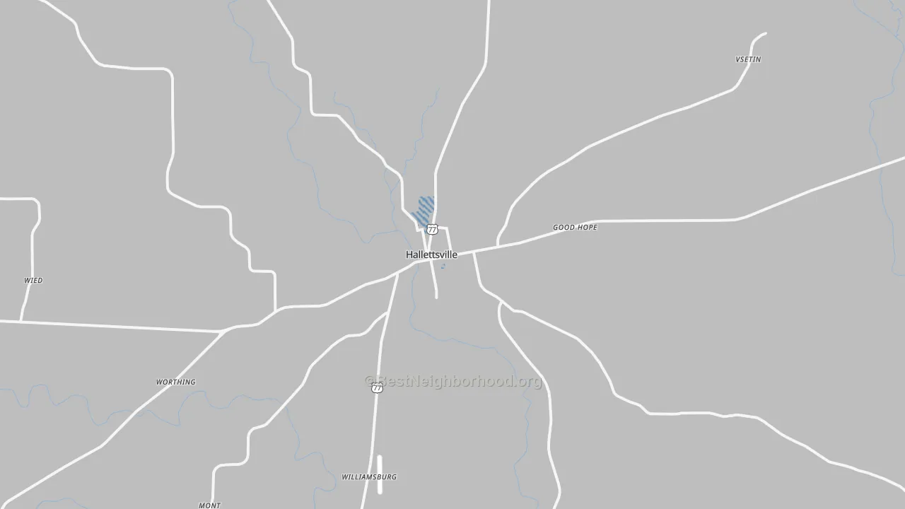 Transit Grade map of Hallettsville, TX