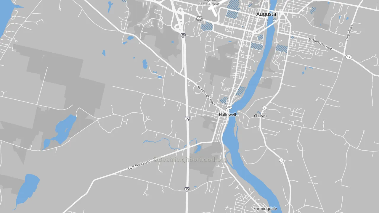 Transit Grade map of Hallowell, ME