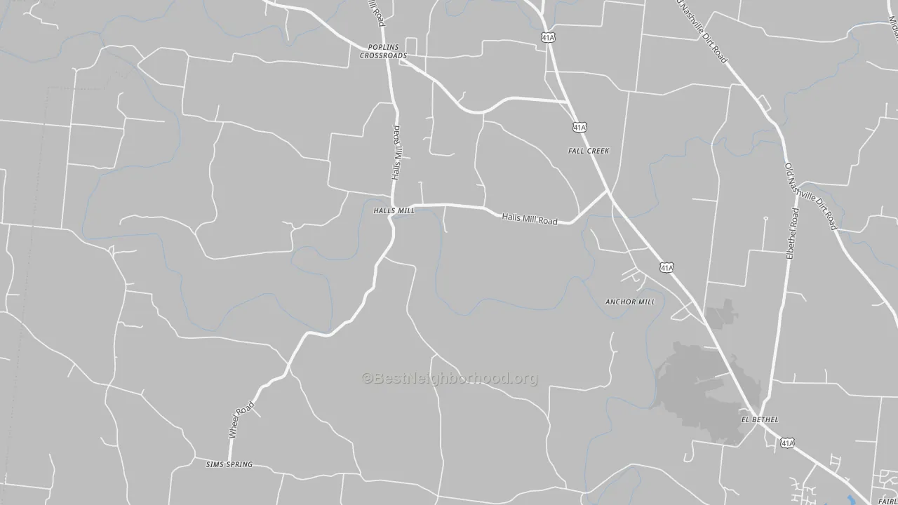 Transit Grade map of Halls Mill, TN