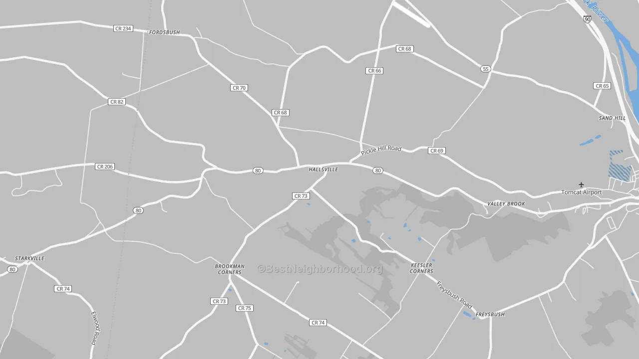 Transit Grade map of Hallsville, NY
