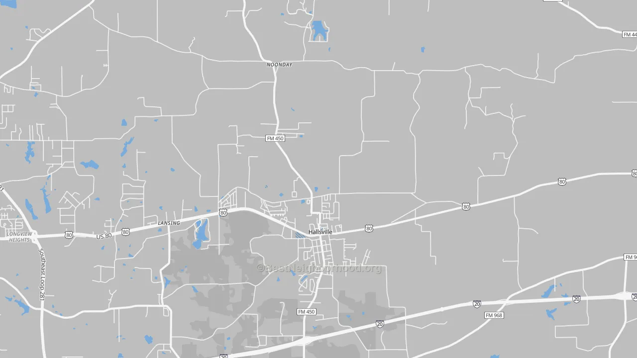 Transit Grade map of Hallsville, TX