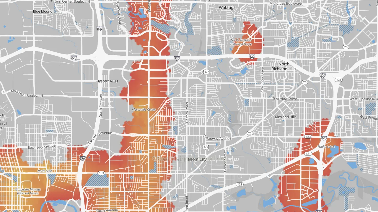 Transit Grade map of Haltom City, TX