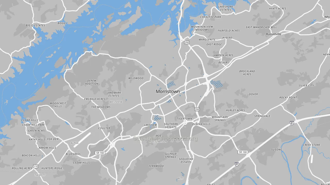 Transit Grade map of Hamblen County, TN