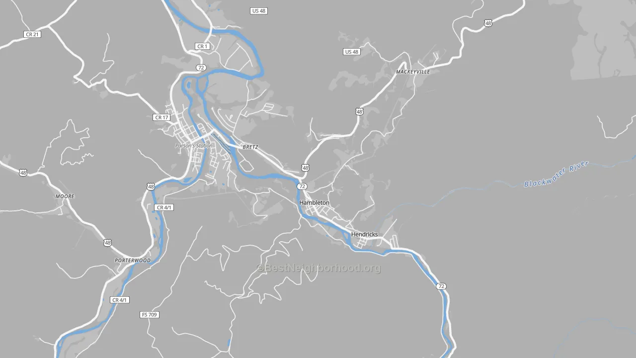 Transit Grade map of Hambleton, WV