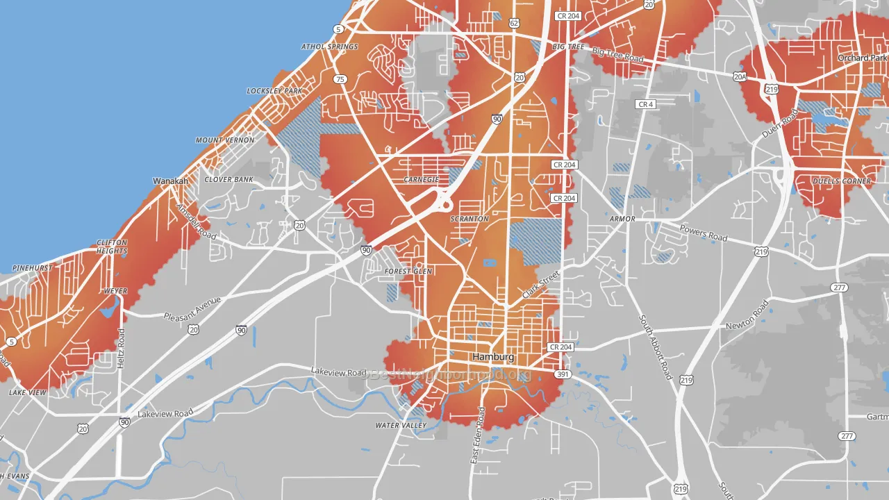 Transit Grade map of Hamburg, NY