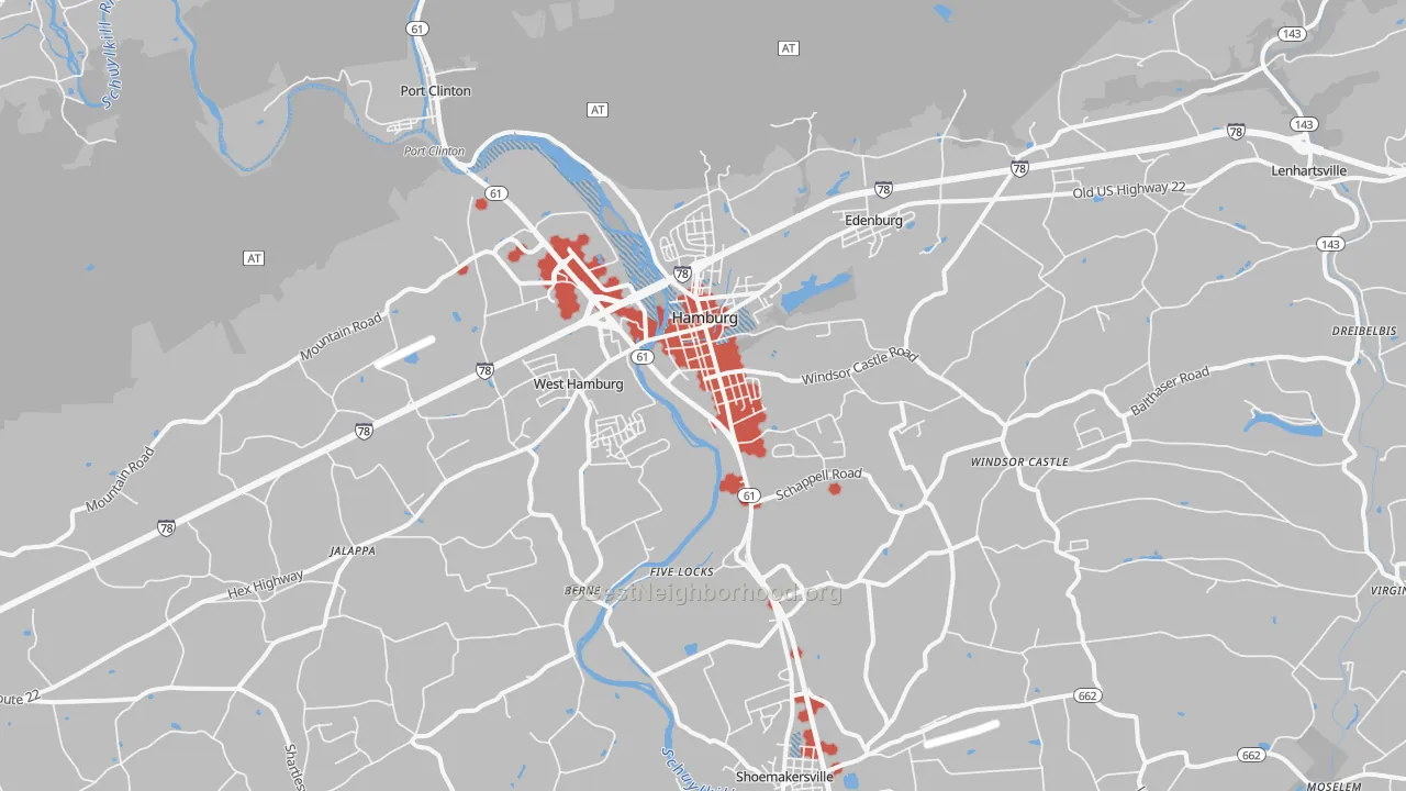 Transit Grade map of Hamburg, PA