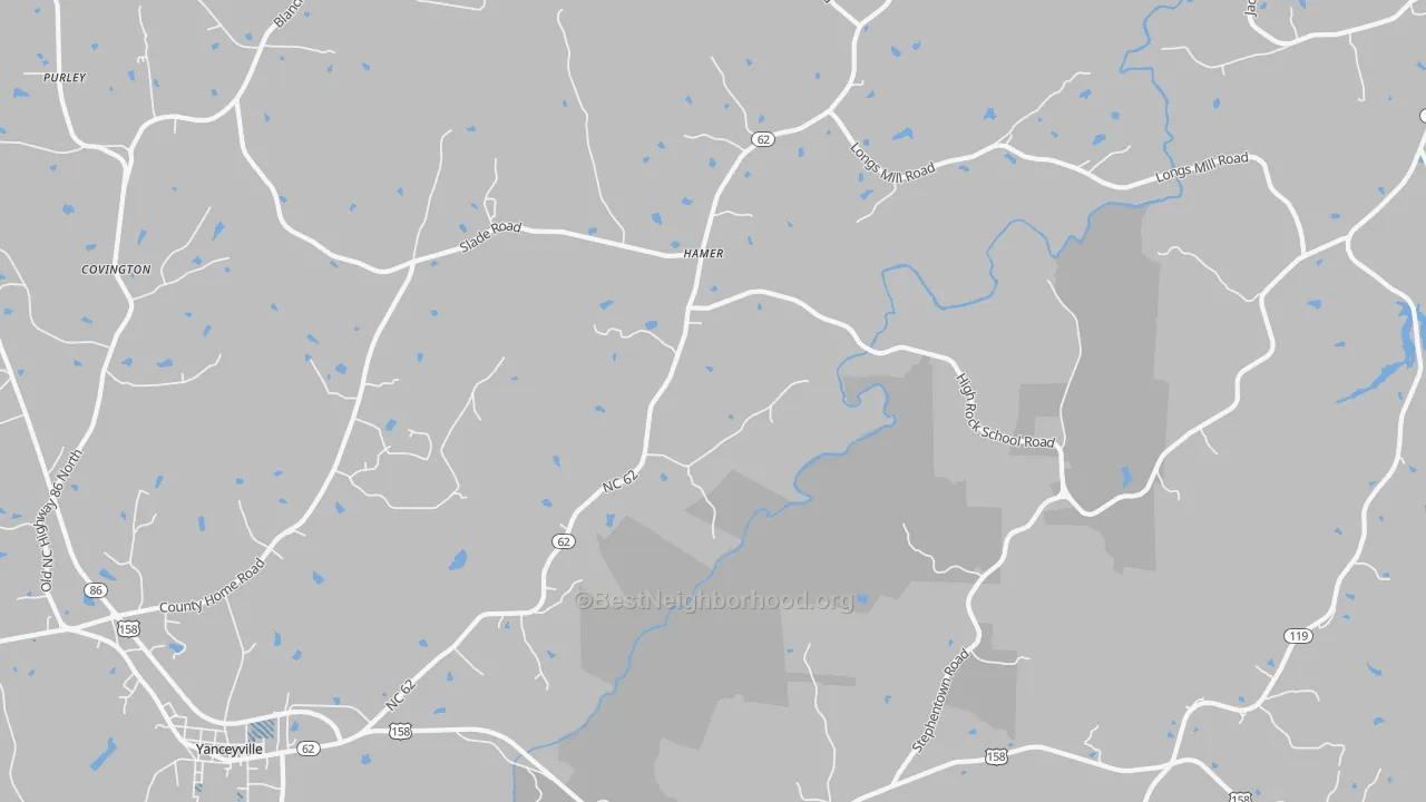 Transit Grade map of Hamer, NC