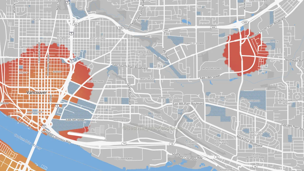 Transit Grade map of Hamey Heights, Vancouver, WA