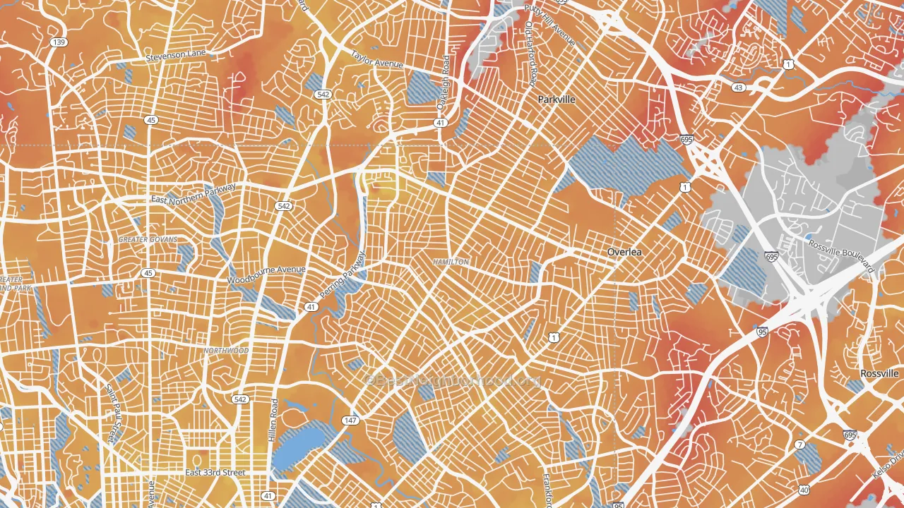 Transit Grade map of Hamilton Area, Baltimore, MD