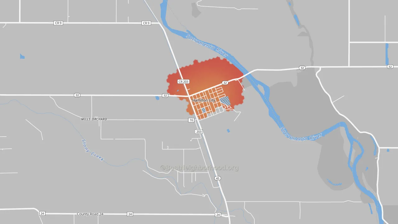 Transit Grade map of Hamilton City, CA