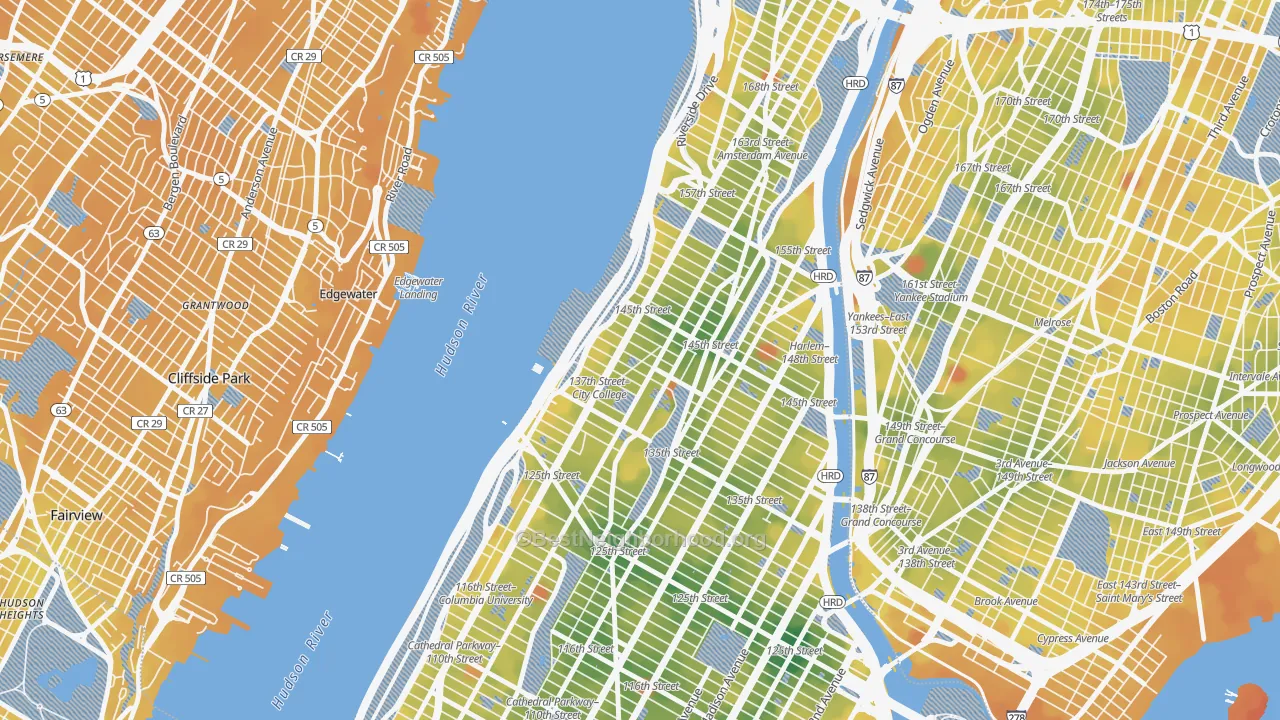 Transit Grade map of Hamilton Heights, Manhattan, NY