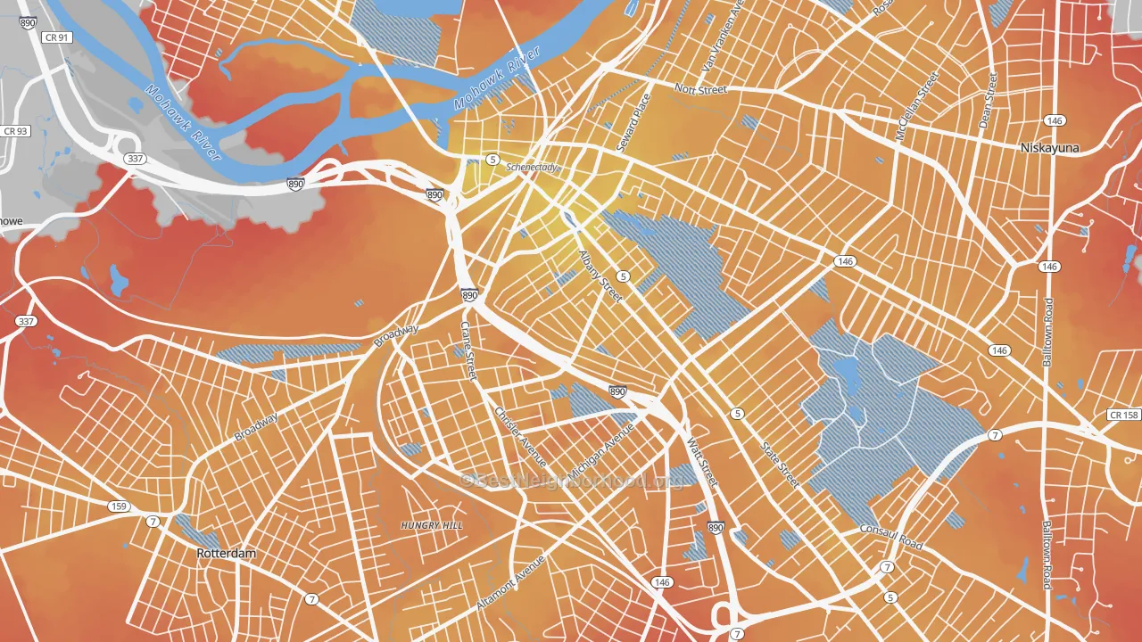 Transit Grade map of Hamilton Hills, Schenectady, NY