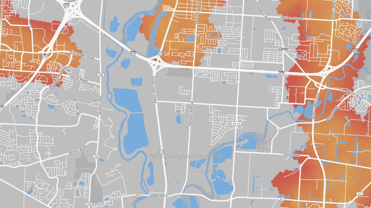 Transit Grade map of Hamilton Meadows, OH
