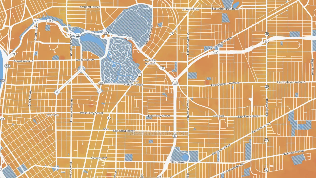 Transit Grade map of Hamlin Park, Buffalo, NY