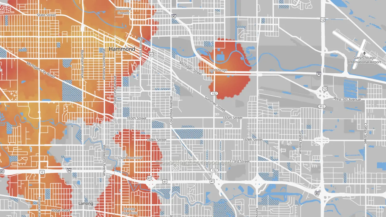 Transit Grade map of Hammond, IN