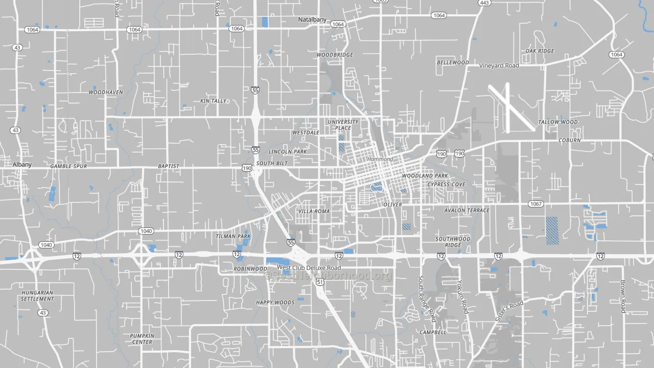 Transit Grade map of Hammond, LA