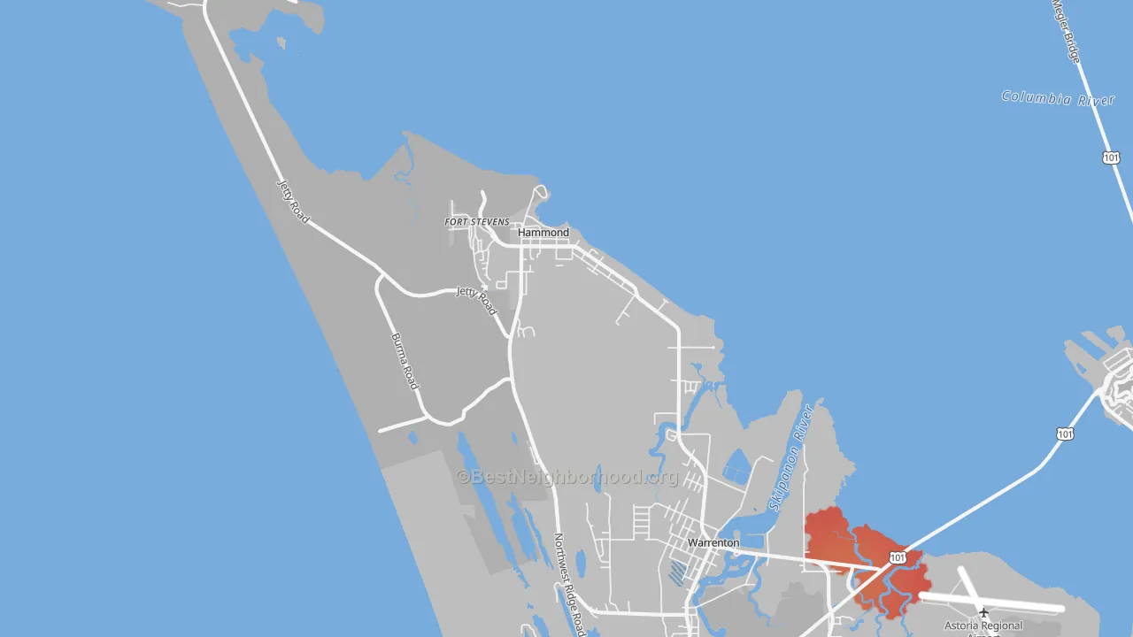 Transit Grade map of Hammond, OR