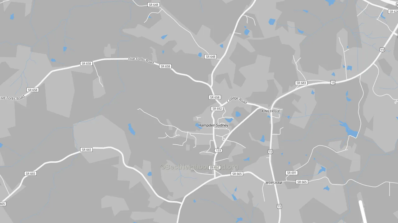 Transit Grade map of Hampden-Sydney, VA