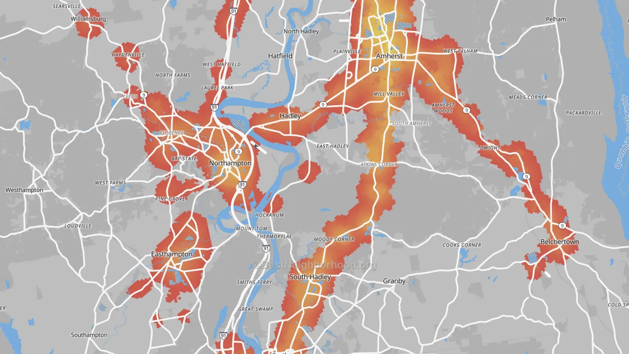 Transit Grade map of Hampshire County, MA