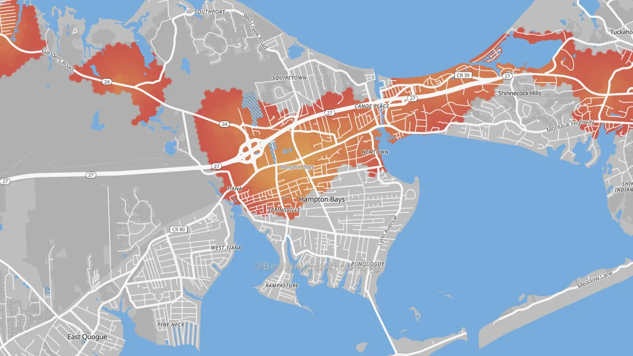 Transit Grade map of Hampton Bays, NY
