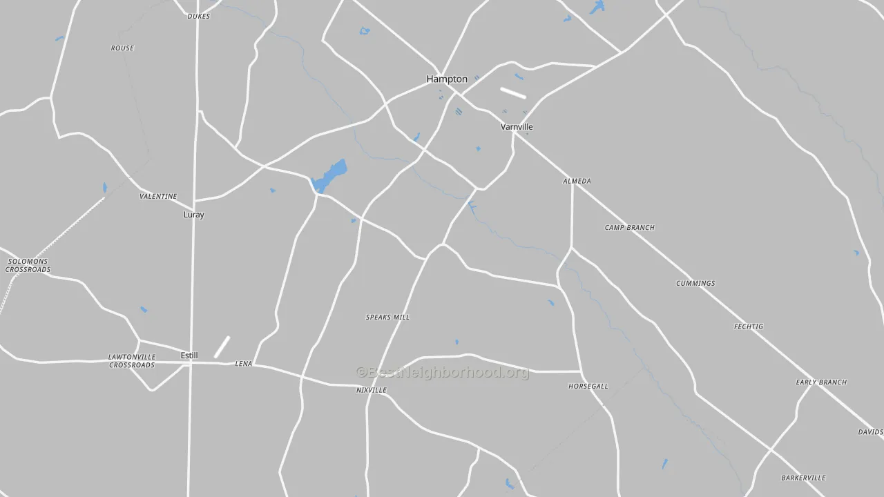 Transit Grade map of Hampton County, SC