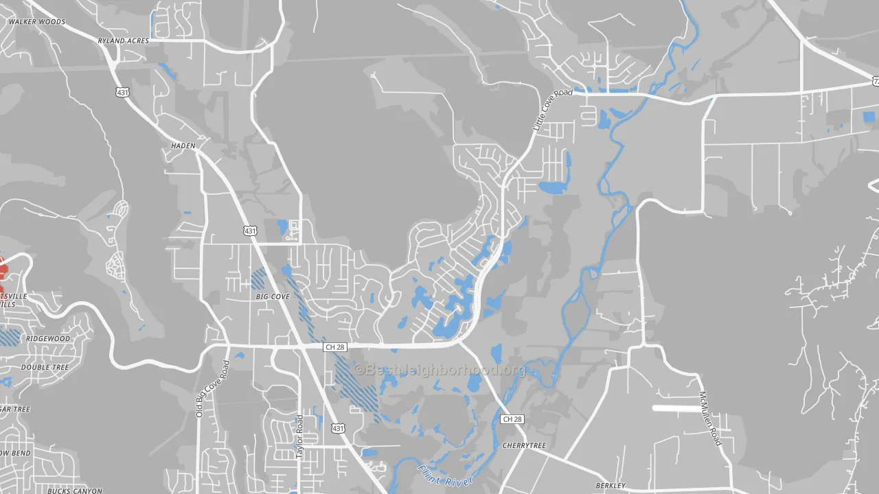Transit Grade map of Hampton Cove, Owens Cross Roads, AL