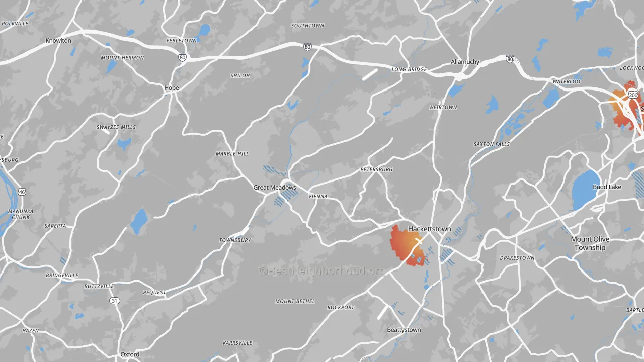Transit Grade map of Hampton, NJ