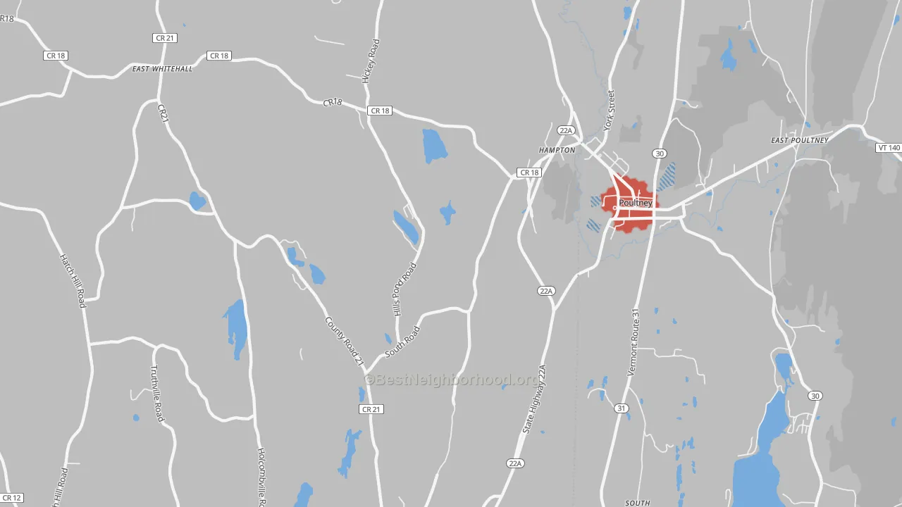 Transit Grade map of Hampton, NY