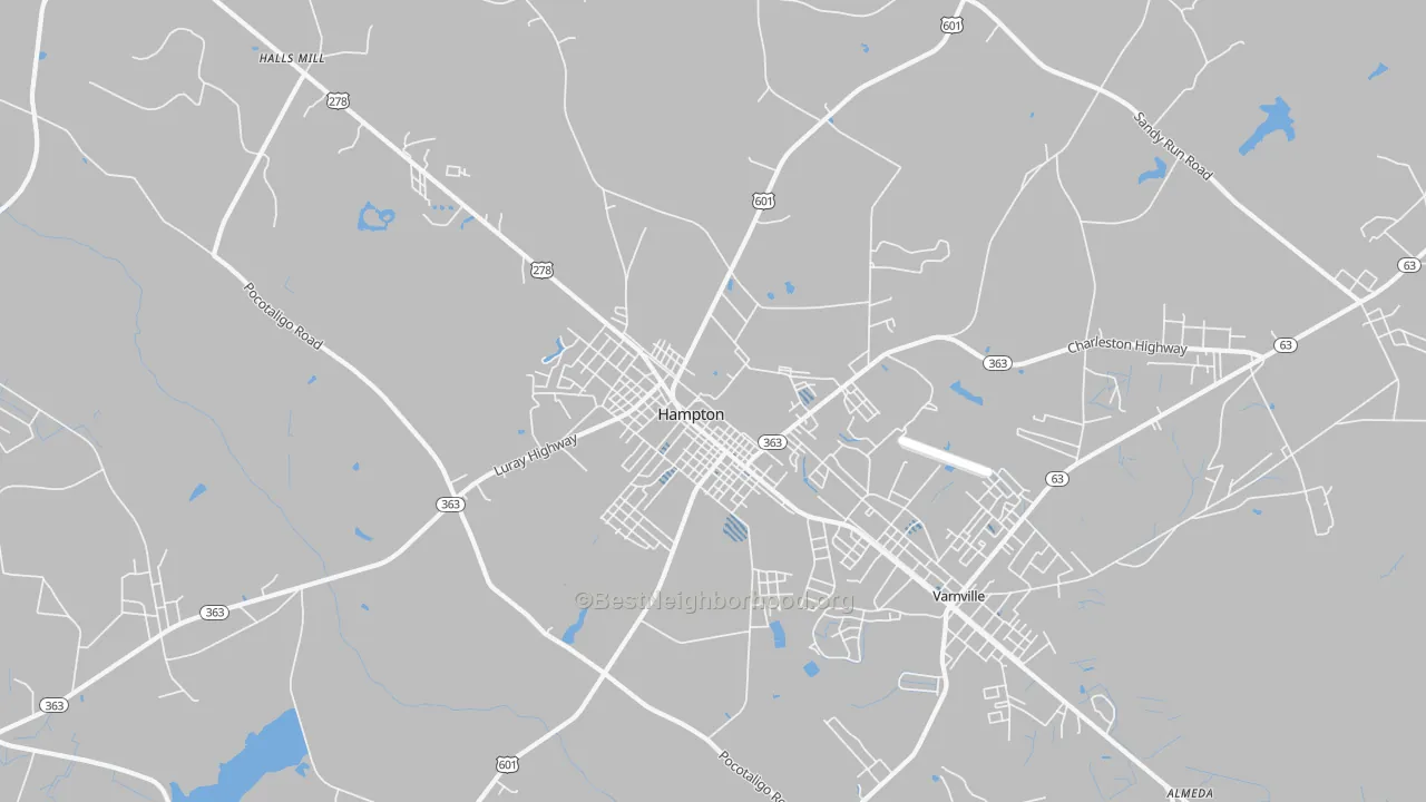 Transit Grade map of Hampton, SC