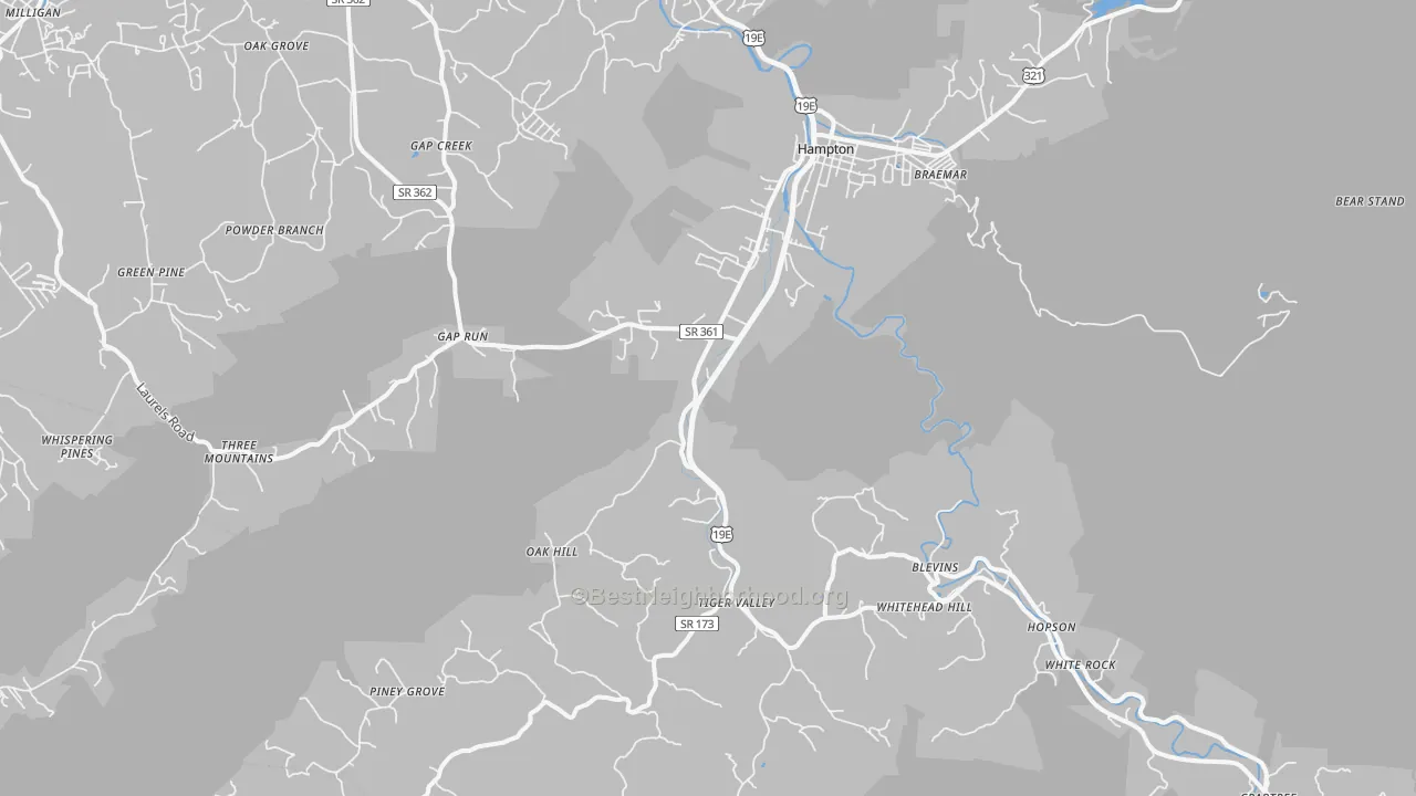 Transit Grade map of Hampton, TN