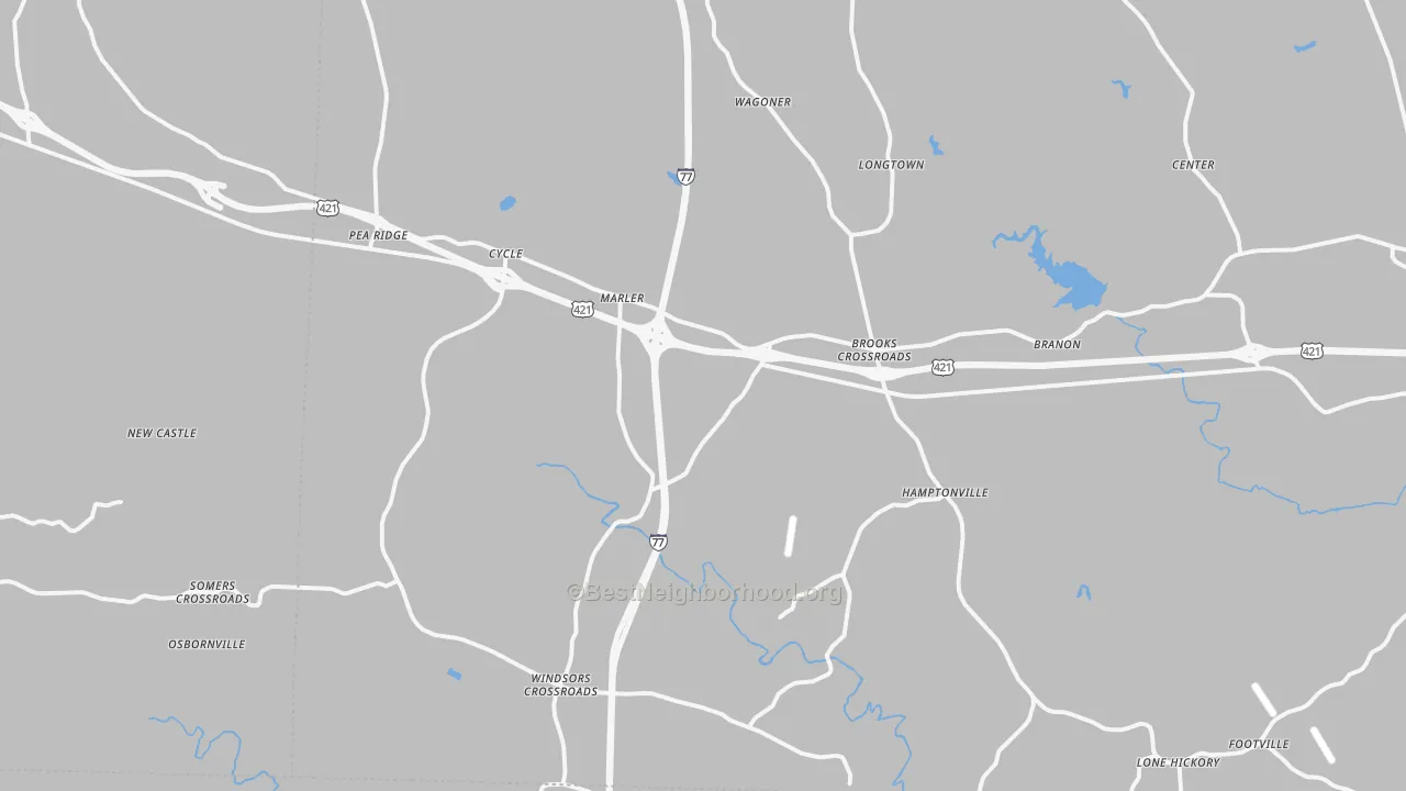 Transit Grade map of Hamptonville, NC