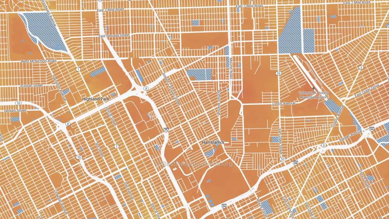 Transit Grade map of Hamtramck, MI