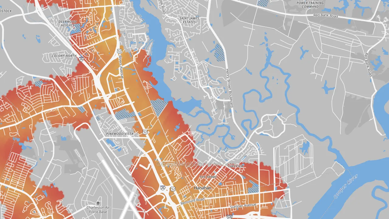 Transit Grade map of Hanahan, SC