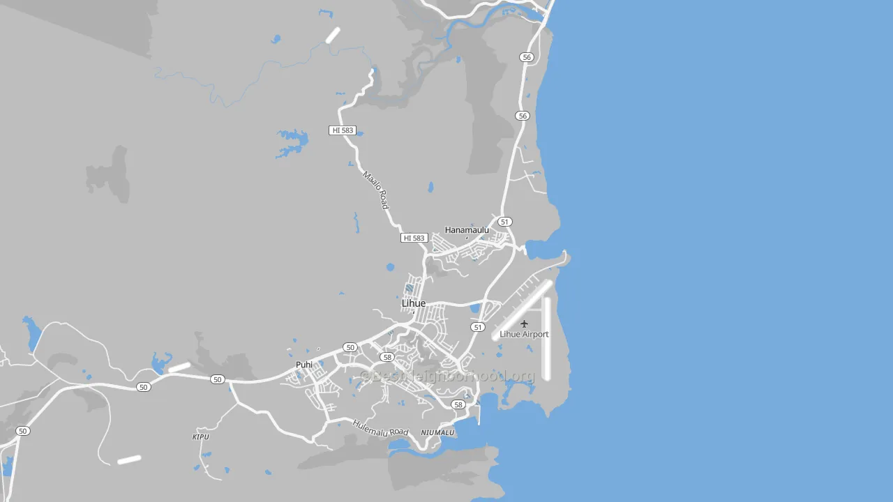 Transit Grade map of Hanamaulu, Lihue, HI