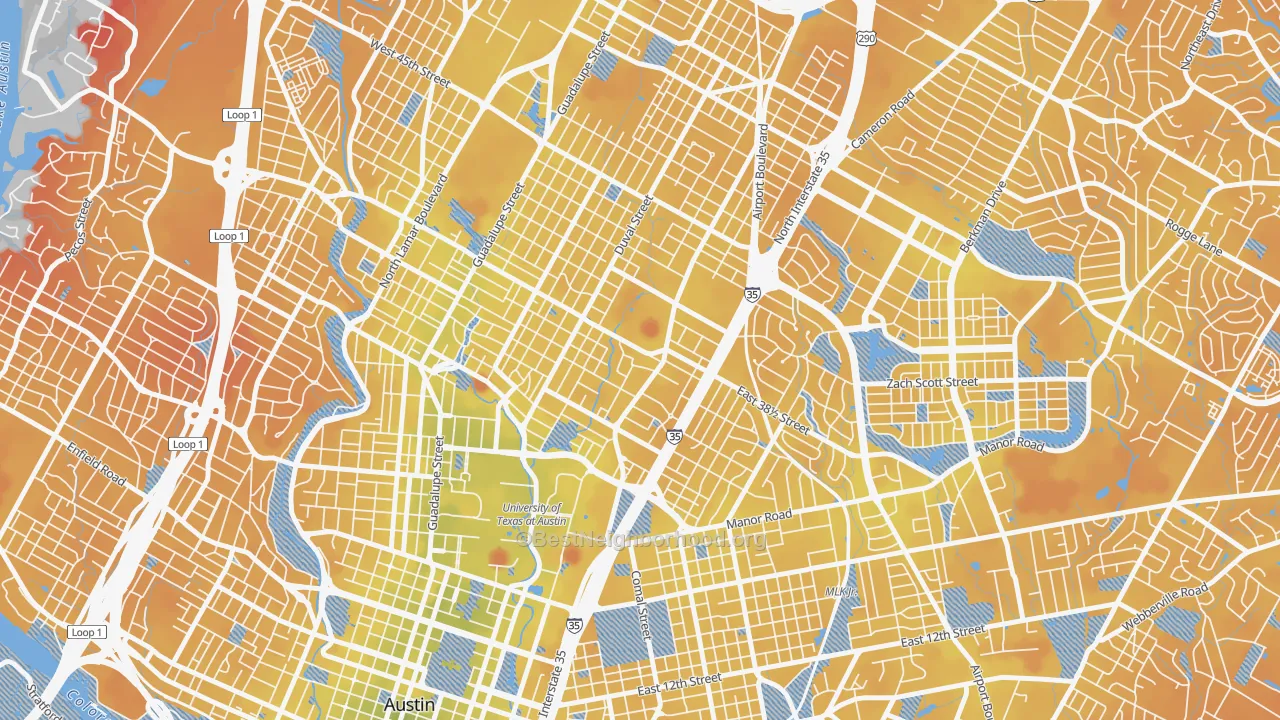 Transit Grade map of Hancock, Austin, TX