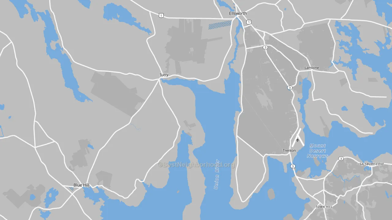 Transit Grade map of Hancock County, ME