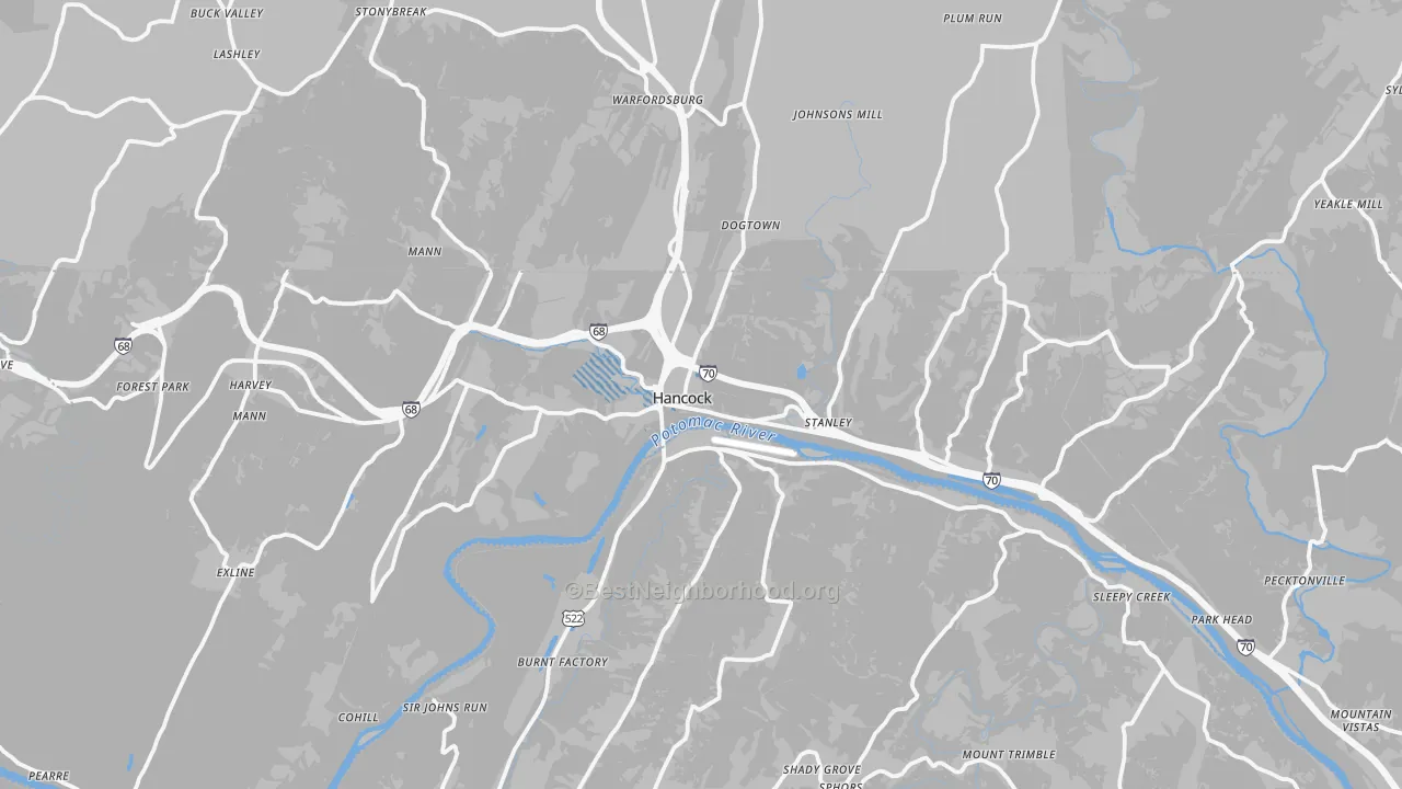 Transit Grade map of Hancock, MD