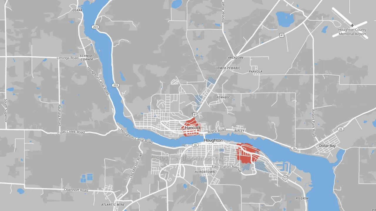 Transit Grade map of Hancock, MI