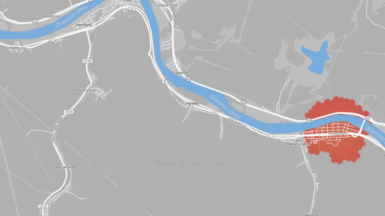Transit Grade map of Handley, WV