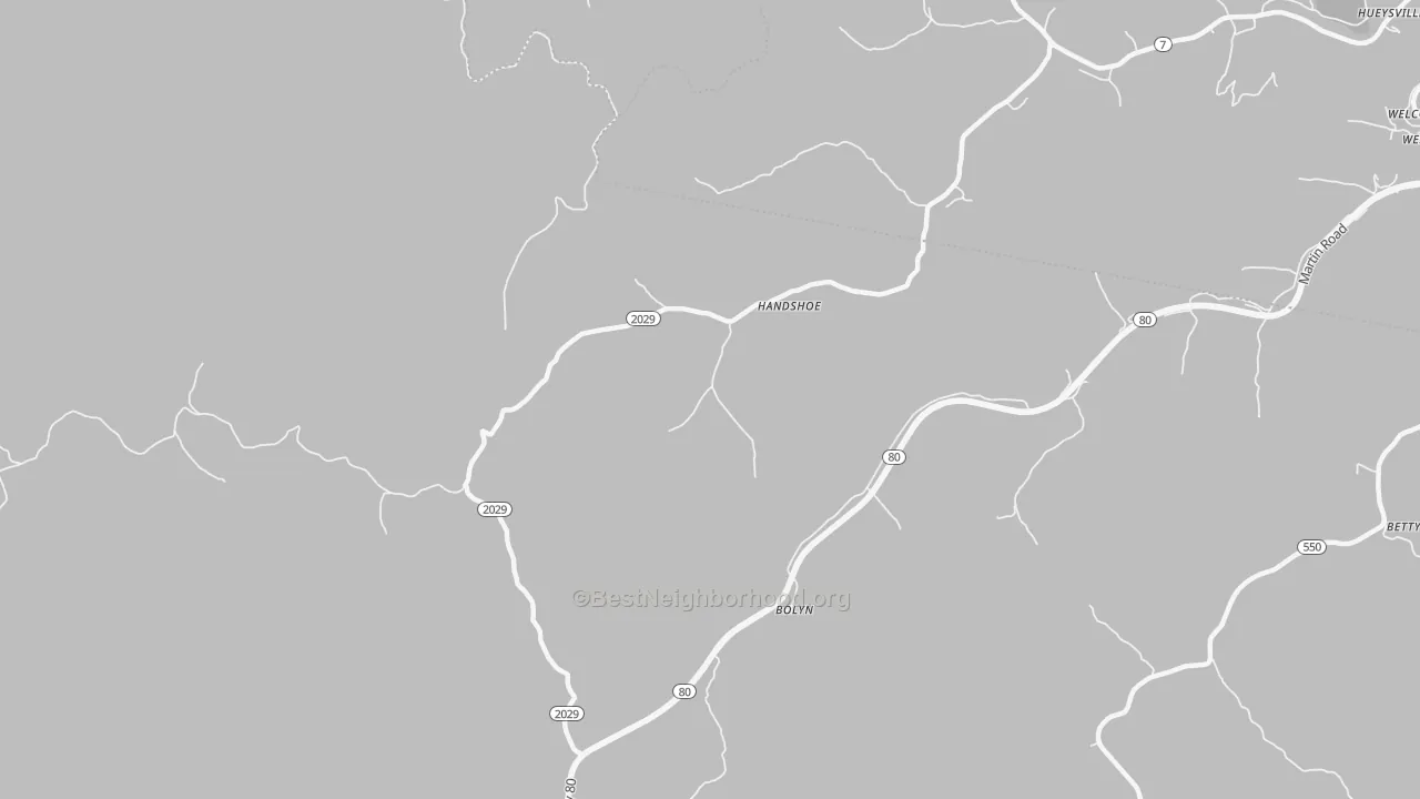 Transit Grade map of Handshoe, KY
