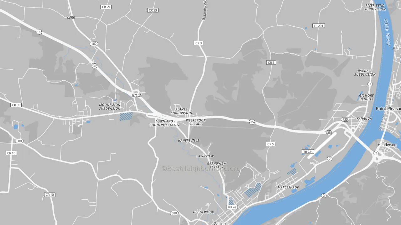 Transit Grade map of Hanersville, OH