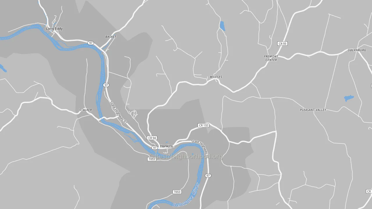 Transit Grade map of Hankins, NY