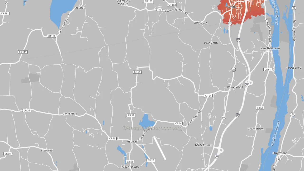 Transit Grade map of Hannacroix, NY